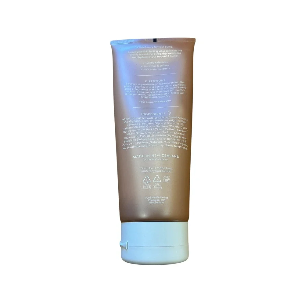 Pure Mama Bump Scrub 200ml 6.76 oz Organic Coconut Oil Shea Butter Bamboo Powder